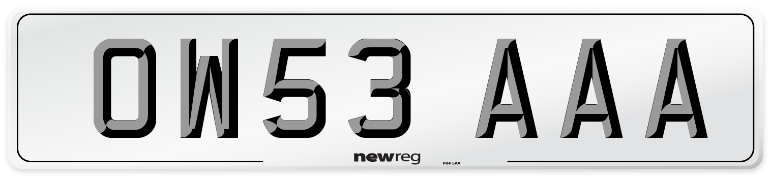 OW53 AAA Number Plate from New Reg